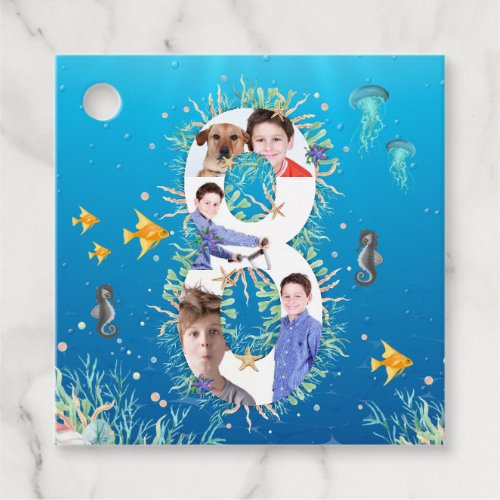 Under The Sea Photo Collage Big 8th Birthday Favor Tags