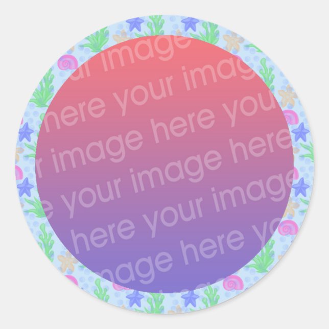 under the sea photo frame classic round sticker (Front)