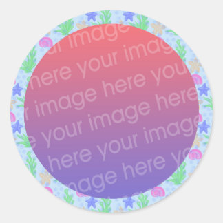 under the sea photo frame classic round sticker