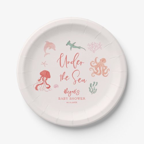 Under The Sea Pink Baby Shower Paper Plates