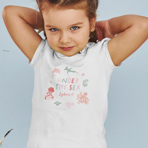 Under The Sea Pink Birthday Girl T_Shirt