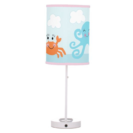 Under the Sea Pink/Girl Baby Nursery Lamp (Back)