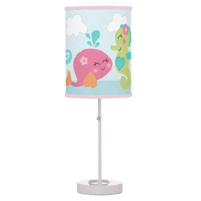 Under the Sea Pink/Girl Baby Nursery Lamp (Front)