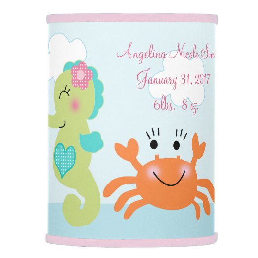 Under the Sea Pink/Girl Baby Nursery Lamp Shade (Right)