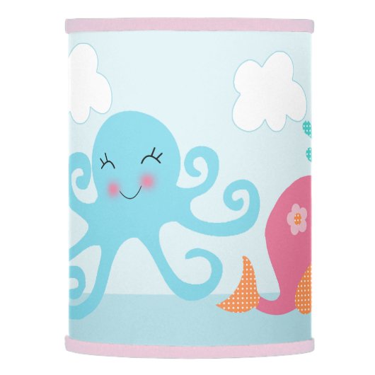 Under the Sea Pink/Girl Baby Nursery Lamp Shade (Left)