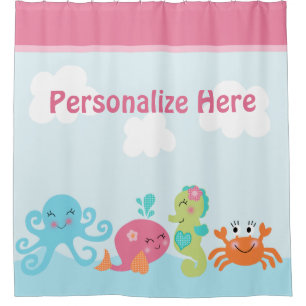 Under the Sea Pink Kid's Shower Curtain