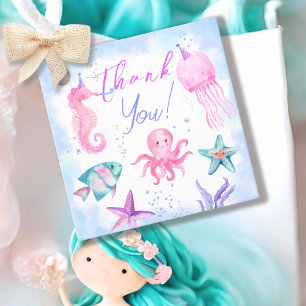 Under The Sea! Pink Ocean Girl 2nd Birthday Favor Tags