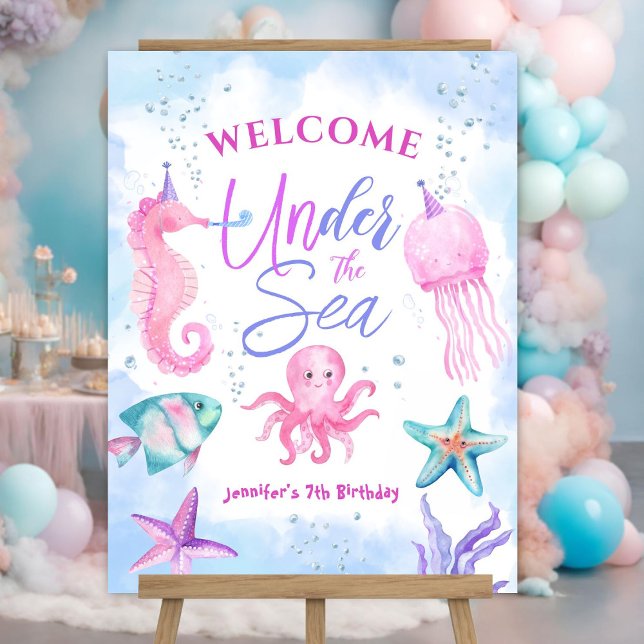 Under The Sea! Pink Ocean Girl 7th Birthday Foam Board (Creator Uploaded)