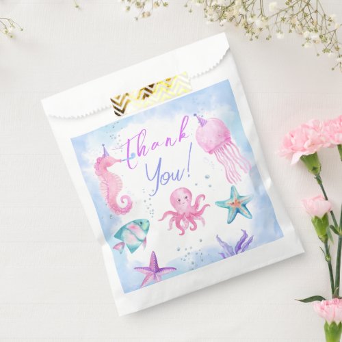 Under The Sea Pink Ocean Girl Birthday Party Favor Bag