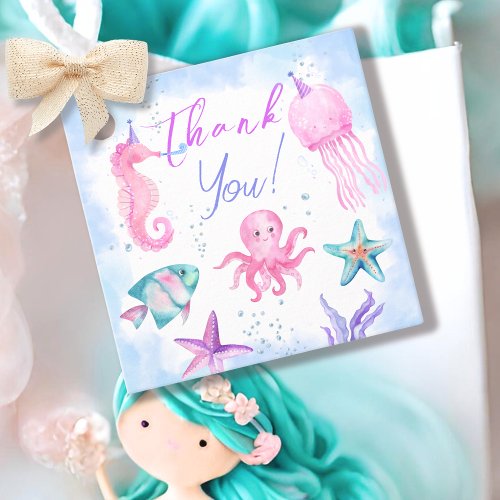 Under The Sea Pink Ocean Girl Birthday Party Favor Tags