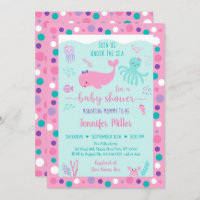 Under The Sea Pink Purple Nautical Baby Shower Invitation