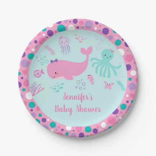 Under The Sea Pink Purple Nautical Baby Shower Paper Plates