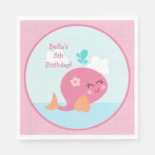 Under the Sea Pink Whale Birthday Party Napkins
