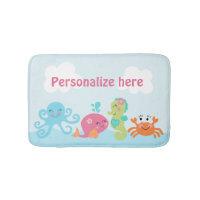 Under the Sea/Pink Whale Kid's Bath Mat