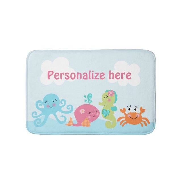 Under the Sea/Pink Whale Kid's Bath Mat (Front)