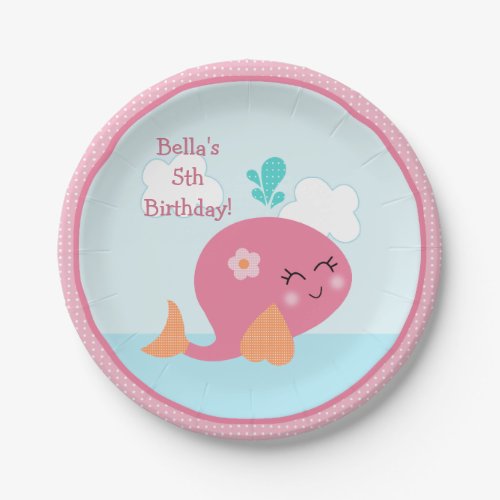 Under the Sea Pink Whale Party Plate