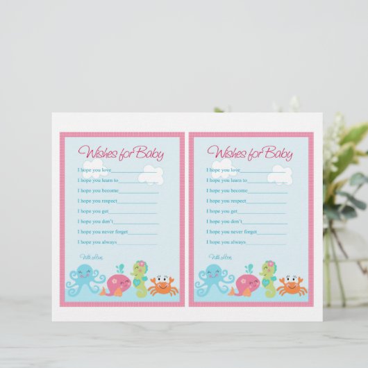 Under the Sea/Pink Whale "Wishes for Baby" notes (Standing Front)