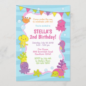 Under The Sea Pool Party Birthday Celebration Invitation by ApplePaperie at Zazzle