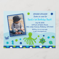 Under the Sea Pool Party Birthday Invitations