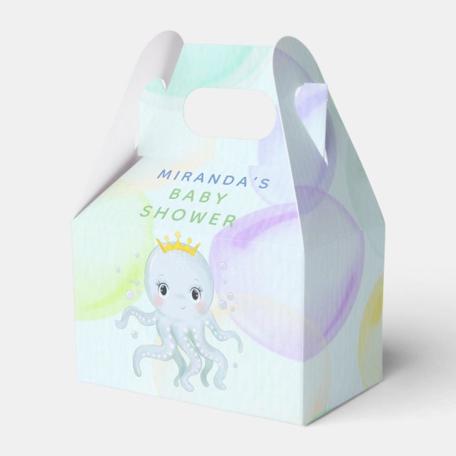 Under The Sea Prince Octopus Boy Baby Shower Favor Boxes (Front Side)