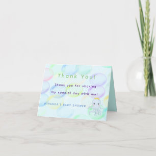Under The Sea Prince Octopus Boy Baby Shower Letterpress Thank You Card