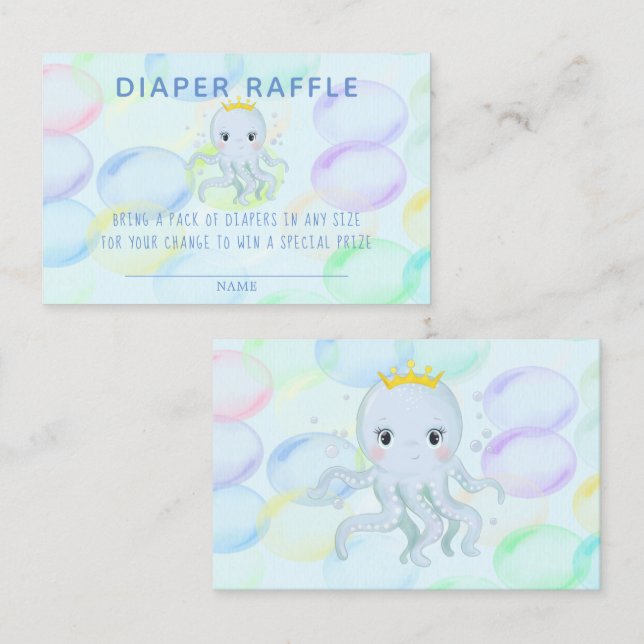 Under The Sea Prince Octopus Diaper Raffle Business Card (Front/Back)