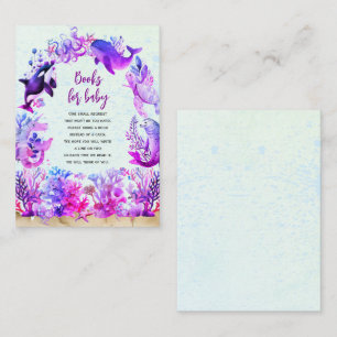 Under the sea purple Books for baby baby shower Enclosure Card