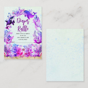 Under the sea purple Diaper raffle baby shower Enclosure Card