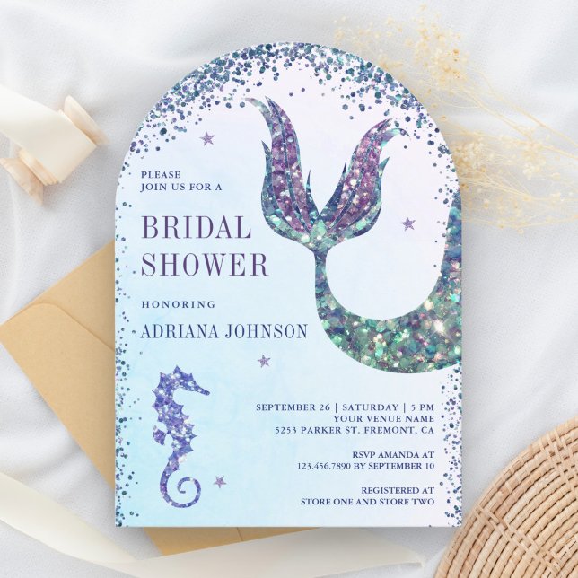 Under the Sea Purple Mermaid Arch Bridal Shower Invitation (Creator Uploaded)