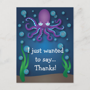 Under the Sea Purple Octopus Thank You Postcard