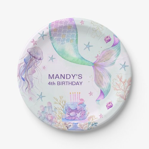 Under the Sea Purple Teal Little Mermaid  Paper Plates