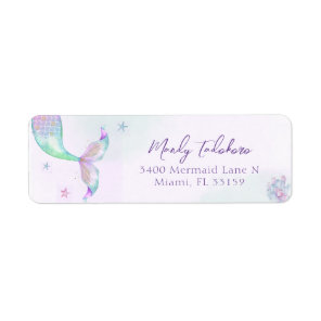 Under the Sea Purple Teal Little Mermaid Return  Label