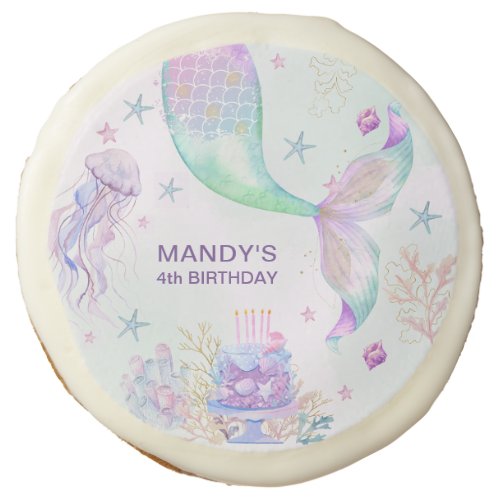 Under the Sea Purple Teal Little Mermaid  Sugar Cookie