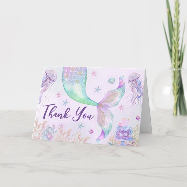 Under the Sea Purple Teal Little Mermaid Thank You (Front)