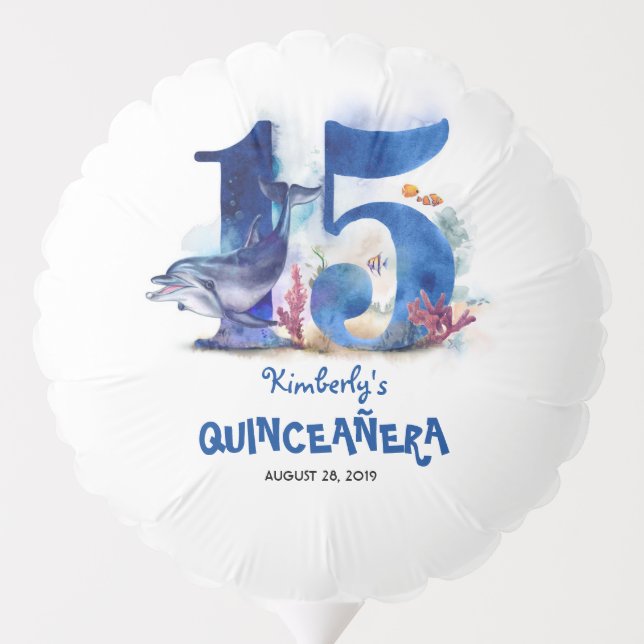 Under The Sea Quinceañera Birthday Balloon (Back)