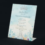Under the Sea Quinceanera Cocktails Bar Menu Pedestal Sign<br><div class="desc">Personalize this elegant acrylic under the sea bar drink menu pedestal sign with your own wording easily and quickly. Simply click the Edit Using Design Tools button to further edit the text, wording, font style, font size, font color, add more or remove some text. The crown is movable, resizable, duplicatable,...</div>