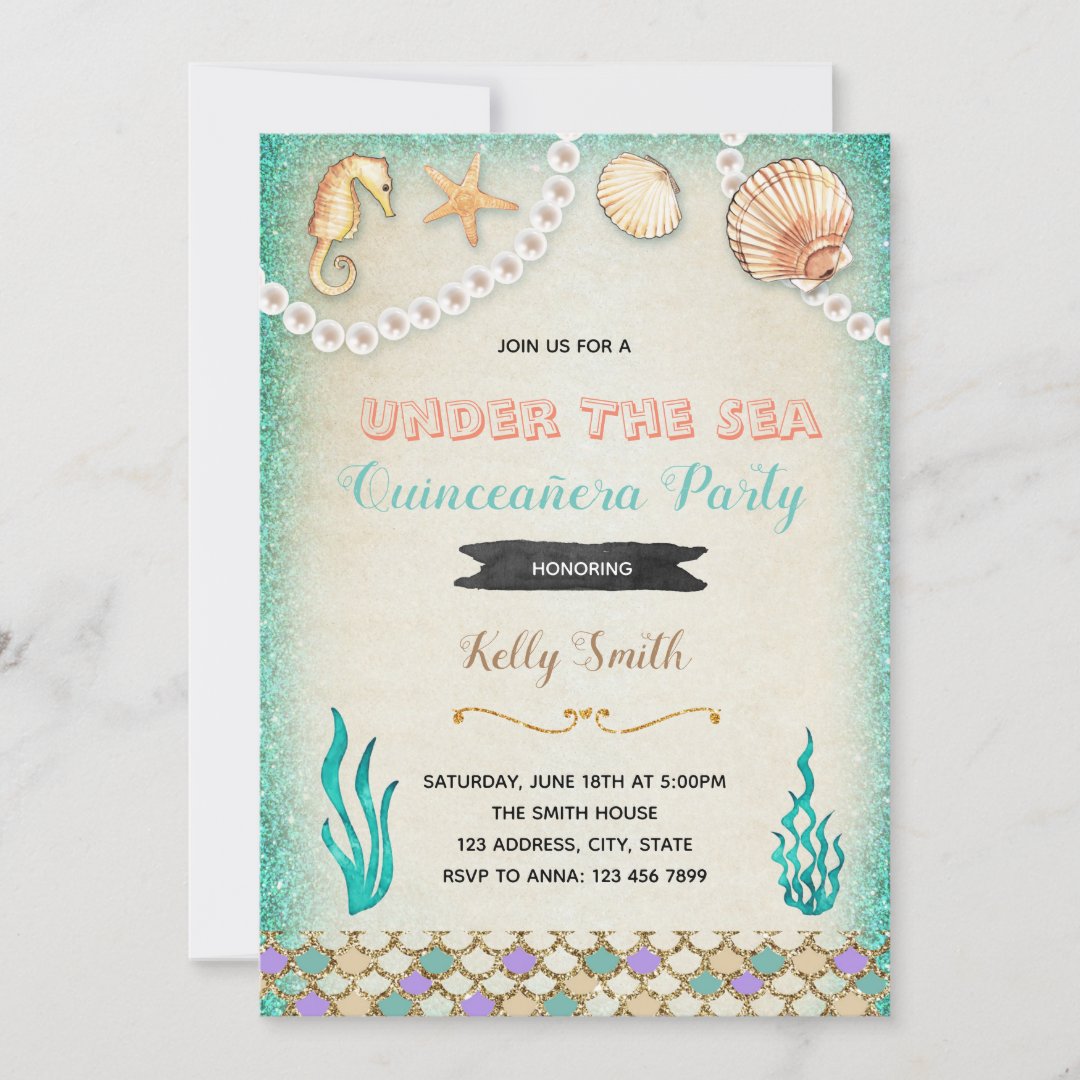 Under the sea quinceanera party invitation | Zazzle