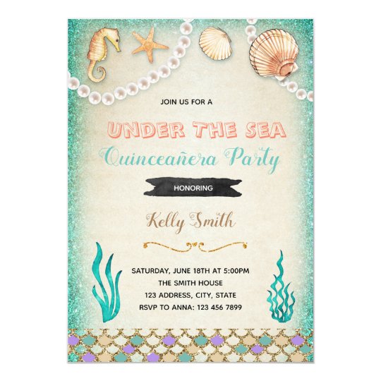 Under the sea quinceanera party invitation | Zazzle.com