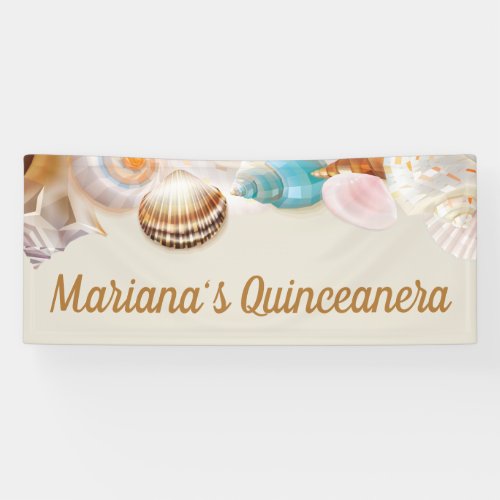 Under the Sea Quinceanera Party Seashells Border Banner
