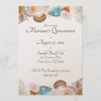 Under the Sea Quinceanera Party Seashells Border Invitation