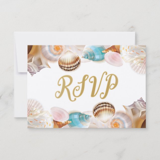 Under the Sea Quinceanera Party Seashells Border RSVP Card (Front)