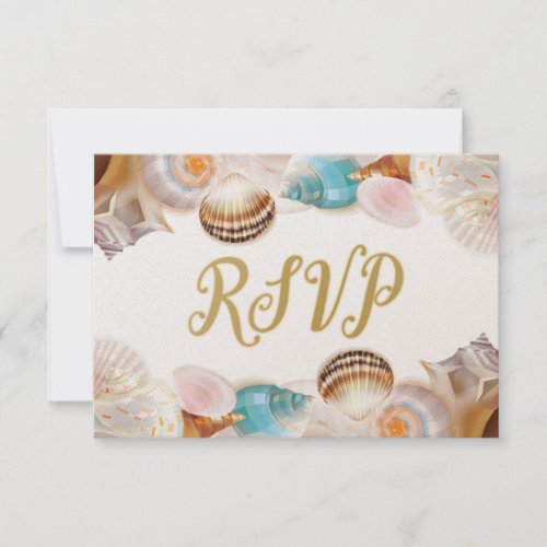 Under the Sea Quinceanera Party Seashells Border RSVP Card