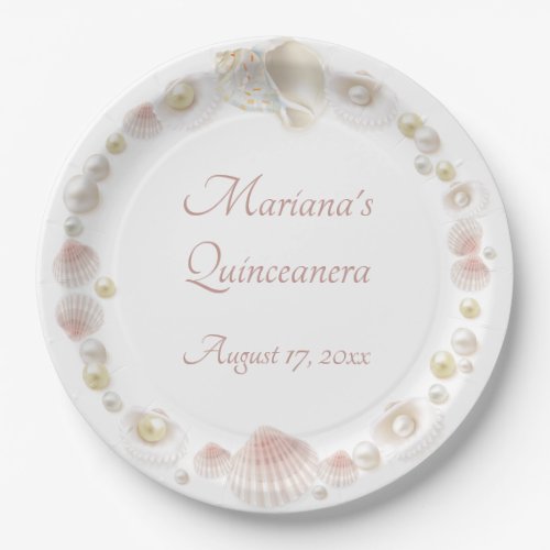 Under the Sea Quinceanera Party Seashells Pearls Paper Plates