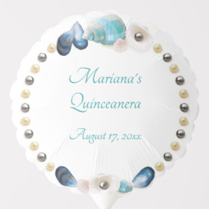 Under the Sea Quinceanera Party Teal Blue Seashell Balloon