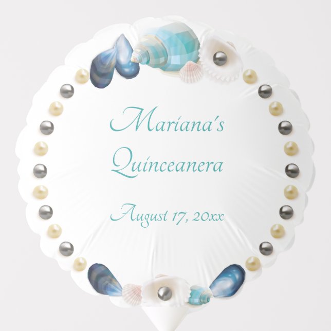 Under the Sea Quinceanera Party Teal Blue Seashell Balloon (Front)