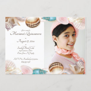 Under the Sea Quinceanera Seashells Photo Invitation