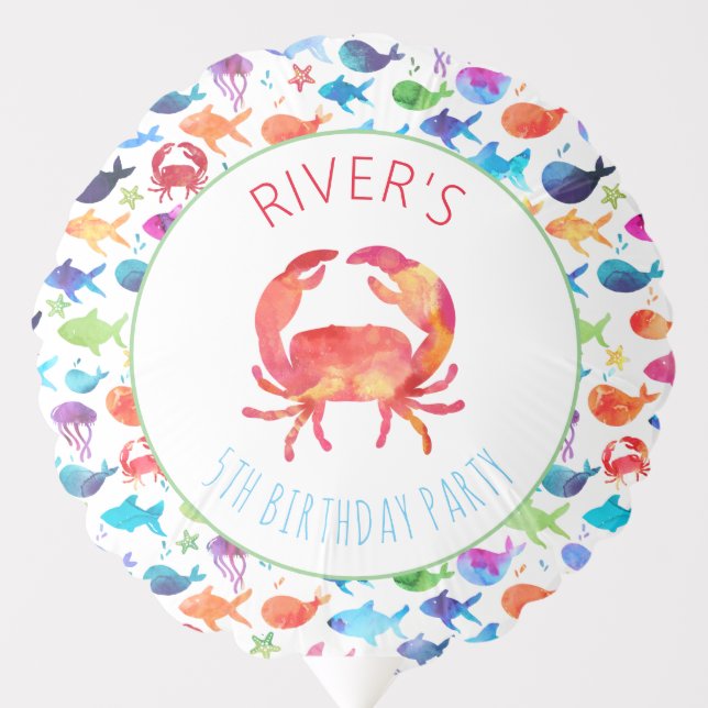Under The Sea Rainbow Crab Birthday Baby Shower Balloon (Front)