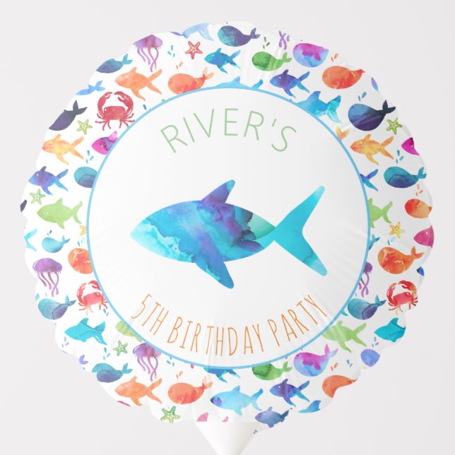 Under The Sea Rainbow Fish Birthday Baby Shower Balloon (Front)