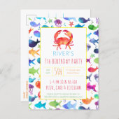 Under The Sea Rainbow Fish Birthday Baby Shower Invitation Postcard (Front/Back)