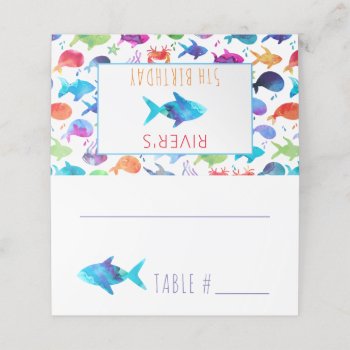 Under The Sea Rainbow Fish Birthday Baby Shower Place Card by LilPartyPlanners at Zazzle